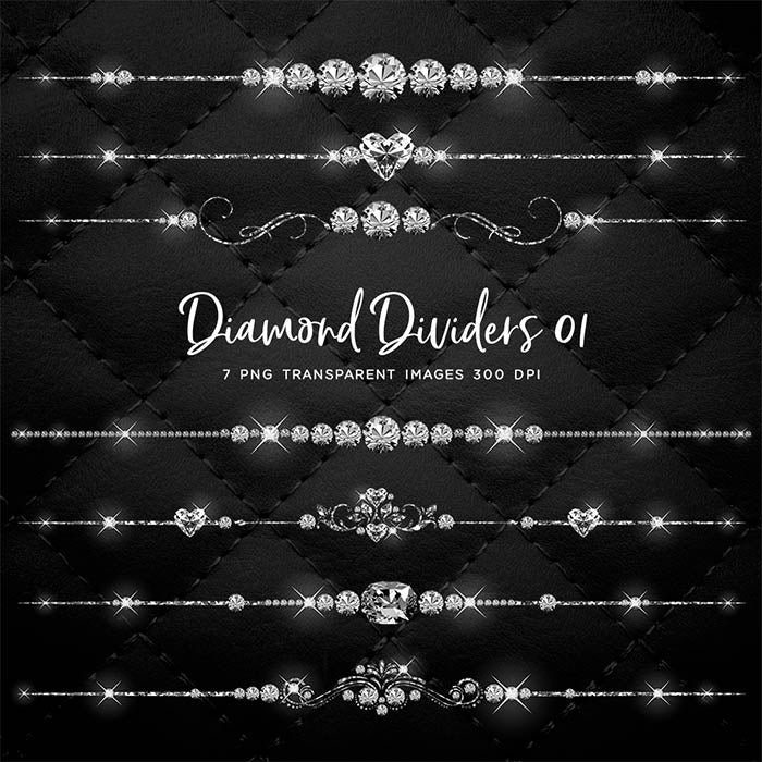 Diamond Dividers Clip Art gemstone - 7 PNG Transparent Images High Resolution - Instant Download Digital Clipart