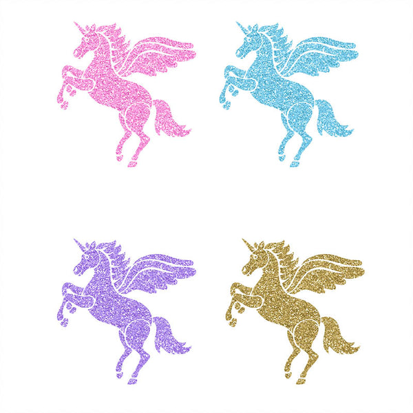 Glitter Unicorn - 18 Different Glittery Colors PNG Transparent Images - Instant Download Digital Clip art