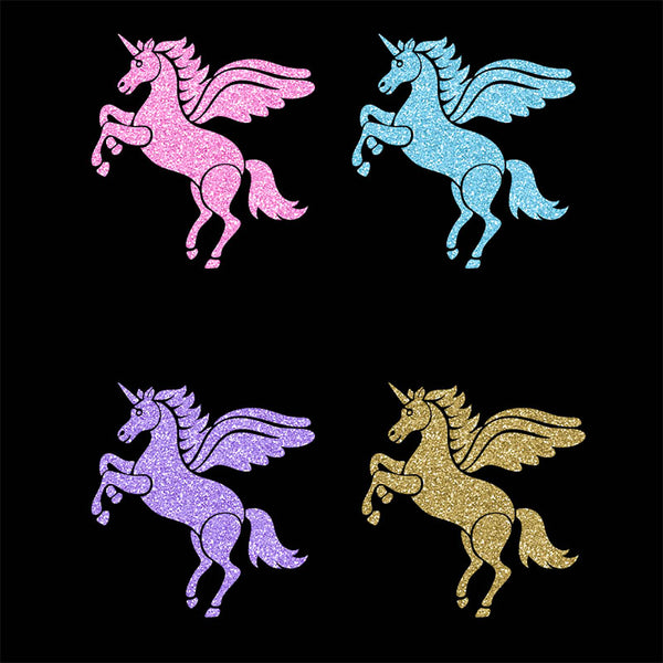 Glitter Unicorn - 18 Different Glittery Colors PNG Transparent Images - Instant Download Digital Clip art