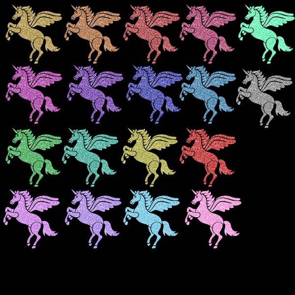 Glitter Unicorn - 18 Different Glittery Colors PNG Transparent Images - Instant Download Digital Clip art