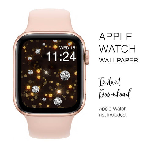 Apple Watch WALLPAPER - Gold Glitter Diamonds Sparkly diamond gemstone - Instant Download - Watch Background Apple Watch face design