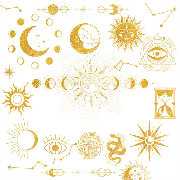 Golden Celestial Planets - 30 Transparent Objects PNG Overlays - Instant Download Digital Clip art