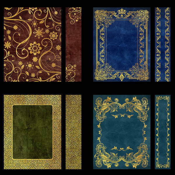 Ornate Book Covers with Spine Vol 3 - 28 High Resolution Images - Instant Download Digital Clip art