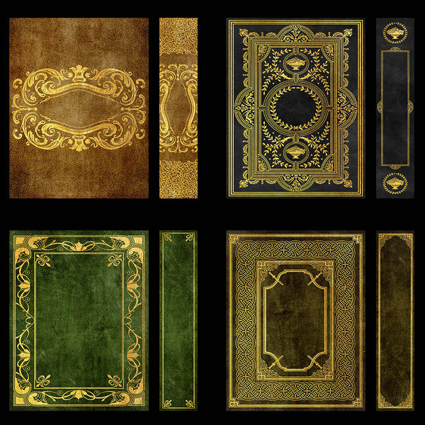 Ornate Book Covers with Spine Vol 3 - 28 High Resolution Images - Instant Download Digital Clip art