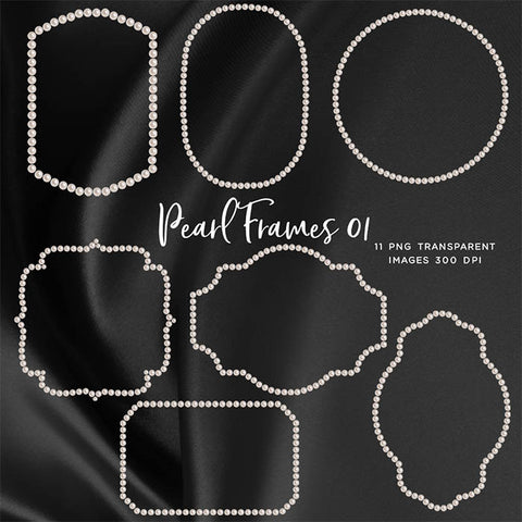 Pearls Frames 1 Pearl Clip art Luxury Pearls Wedding Invitation - 11 PNG Transparent Images High Resolution Instant Download Digital Clipart