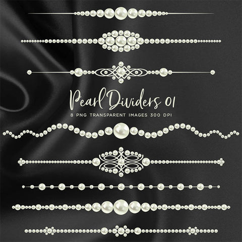 Pearl Dividers 01 Natural color Clip Art gemstone - 8 PNG Transparent Images High Resolution - Instant Download Digital Clipart