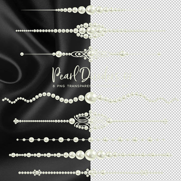 Pearl Dividers 01 Natural color Clip Art gemstone - 8 PNG Transparent Images High Resolution - Instant Download Digital Clipart