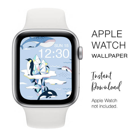 Apple Watch WALLPAPER - Penguin On Ice Orca Antarctica - Instant Download - Watch Background Apple Watch face design