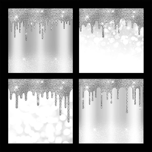 Silver Sequin Sparkles Glitter Drips - Backgrounds Images High Resolution - Instant Download Digital Clip art