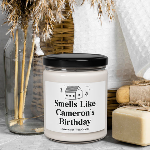 Smells Like (Custom Name's) Birthday - Custom Candle 9oz Relaxing Scented Soy Candle | Aromatherapy Gift, Home Decor, Self-Care, Eco-Friendly, Candle Lovers