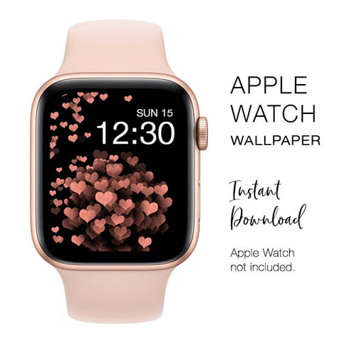 Apple Watch WALLPAPER - Rose Gold Hearts Glitter - Instant Download - Watch Background Apple Watch face design