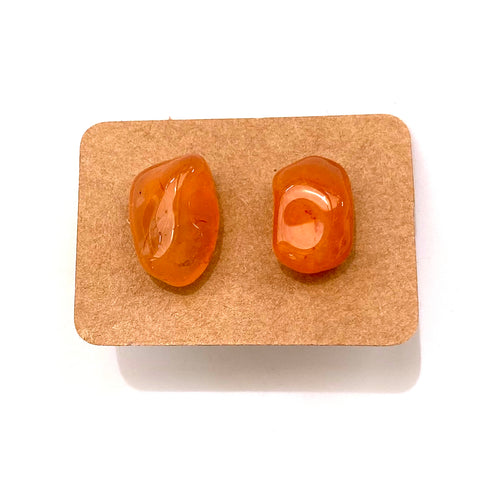 Gemstone Crystal Stud Earrings - Carnelian - Handmade Jewelry Great gift