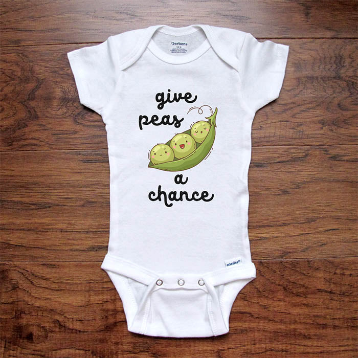 Give Peas a Chance - Peace funny vegetable baby onesie bodysuit Infant Toddler Shirt baby shower gift