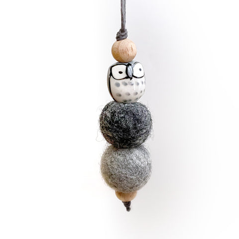 Ceramic Owl & Wool Essential Oil Diffuser, Car Air Freshener, Car hanging, Car Freshies, Felt Wool Diffuser, Office Diffuser, Aromatherapy Closet Sachet