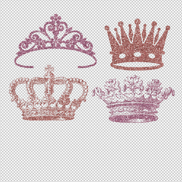 Crowns 8 Different Crowns Rose Gold & Dusty Lilac Glitter -  PNG Transparent Images - Instant Download Digital Clip art