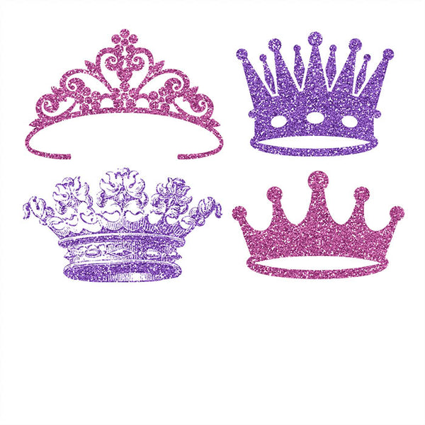 Crowns 8 Different Crowns Pink & Purple Glitter -  PNG Transparent Images - Instant Download Digital Clip art