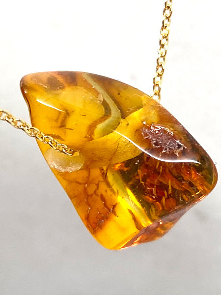 Genuine Natural Baltic Amber Necklace #19 - 16 Kt Gold plated chain necklace Handmade Jewelry - Great gift