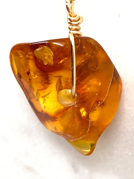 Genuine Natural Baltic Amber Necklace #21 - 16 Kt Gold plated chain necklace Handmade Jewelry - Great gift