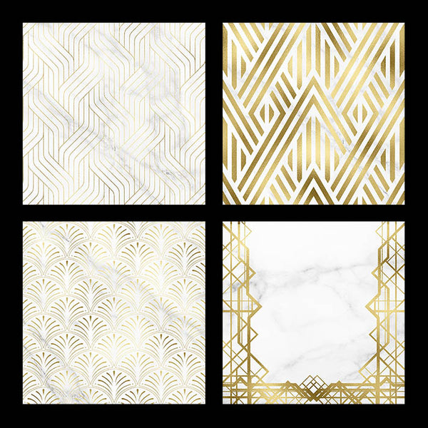 Art Deco Gold And White Marble Vol 2 - 16 High Resolution Images - Instant Download Digital Clip art