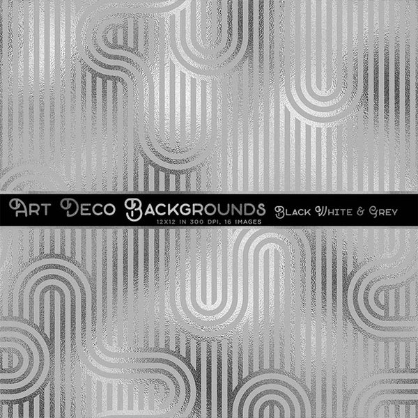 Art Deco White, Black & Grey Backgrounds Vol 1 - 16 High Resolution Images - Instant Download Digital Clip art