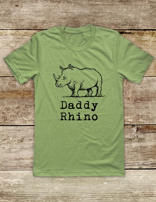 Daddy Rhino Rhinoceros Soft Unisex Men or Women Short Sleeve Jersey Tee Shirt