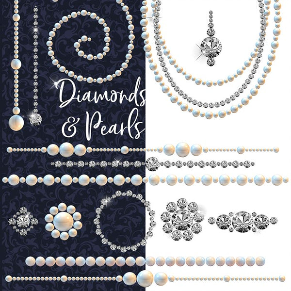 Diamonds & Pearls Clip Art gemstone - 16 PNG Transparent Images High Resolution - Instant Download Digital Clipart
