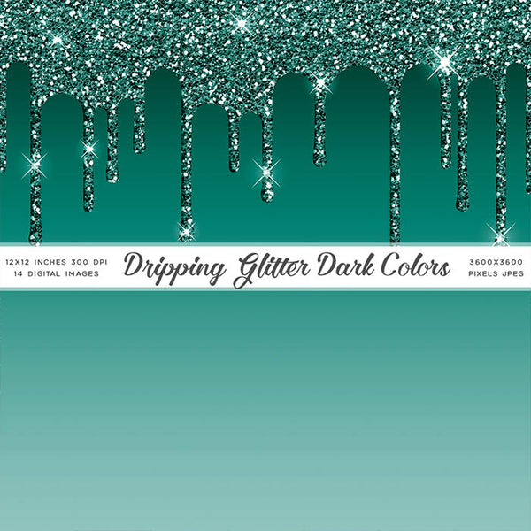 Dripping Glitter Dark Colors 14 Backgrounds - Instant Download Digital Clipart for Invitations Cards Party design Backdrop Scrapbooking Kids Crafts