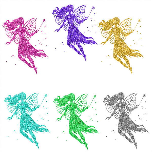 Glittery Fairy with Magic Wand Sparkly Glitter 01 - 10 Colors PNG Transparent Images High Resolution - Instant Download Digital Clipart