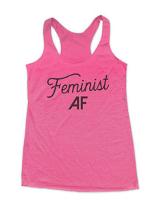 Feminist AF - Soft Triblend Racerback Tank fitness gym yoga running exercise birthday gift