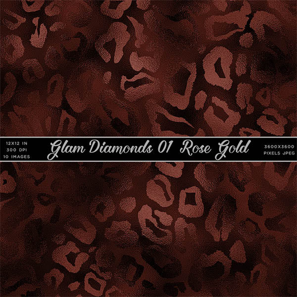 Glam Diamonds 01 Rose Gold Glitter Texture Digital Paper Animal Prints - 10 Images High Resolution - Instant Download Digital Clip art