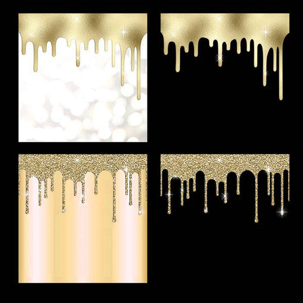 Gold And Glitter Drips - Backgrounds and Transparent Overlays - Instant Download Digital Clip art for Invitations Cards Party design Backdrop Scrapbooking Kids Crafts