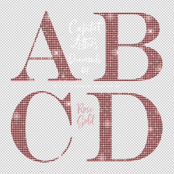 Letters Alphabet Diamonds Capital Letters 01 Rose Gold - These are Clip Art NOT Font - 26 PNG Transparent Images - Instant Download Digital Clip art