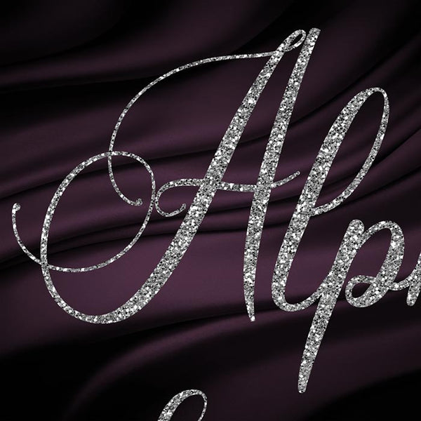 Letters Alphabet Script Silver Glitter 01 - These are Clip Art NOT Font - 26 PNG Transparent Images - Instant Download Digital Clip art