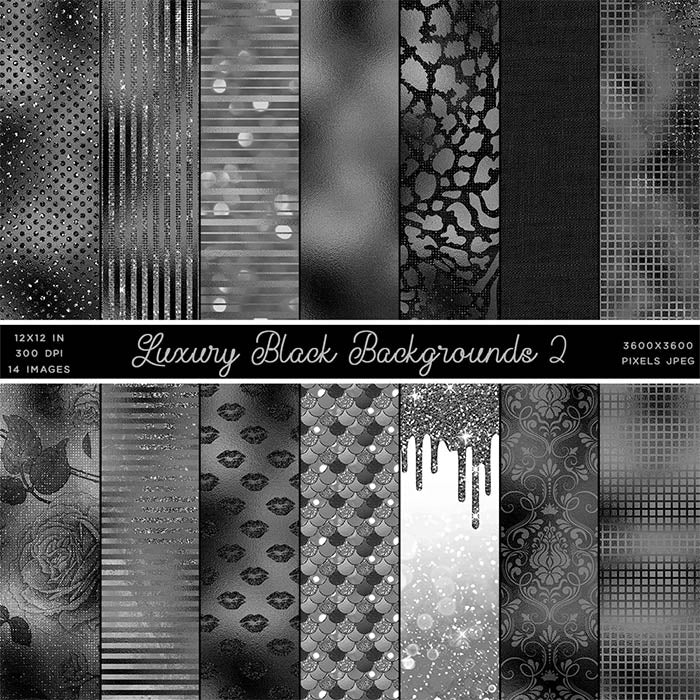 Luxury Black 02 Glitter Animal Prints Backgrounds - 14 High Resolution Images - Instant Download Digital Clip art