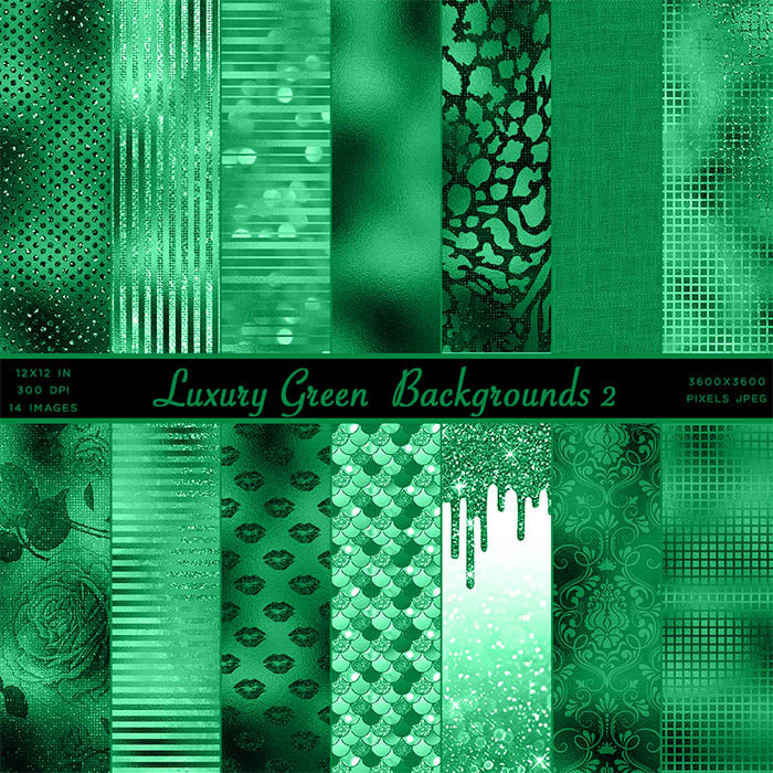 Luxury Green 02 Glitter Backgrounds - 14 High Resolution Images - Instant Download Digital Clip art