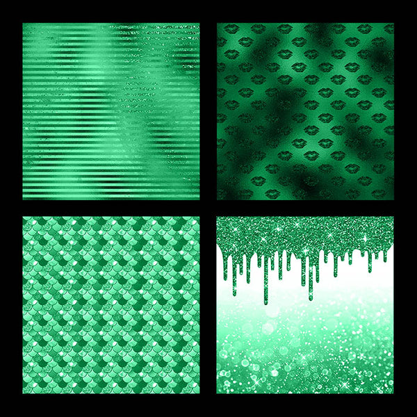 Luxury Green 02 Glitter Backgrounds - 14 High Resolution Images - Instant Download Digital Clip art