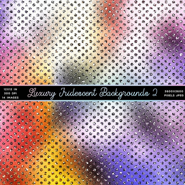 Luxury Iridescent 02 Glitter Backgrounds - 14 High Resolution Images - Instant Download Digital Clip art