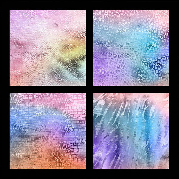 Luxury Iridescent Animal Prints Foil Metallic Backgrounds - 8 High Resolution Images - Instant Download Digital Clip art