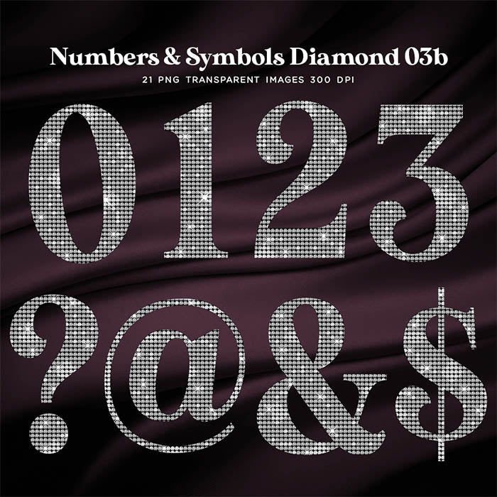 Numbers and Symbols Diamonds 03b - These are Clip Art NOT Font - 21 PNG Transparent Images - Instant Download Digital Clip art