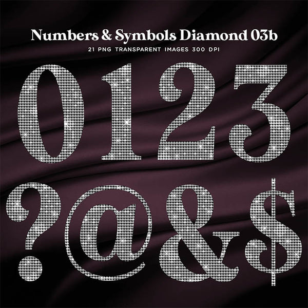 Numbers and Symbols Diamonds 03b - These are Clip Art NOT Font - 21 PNG Transparent Images - Instant Download Digital Clip art