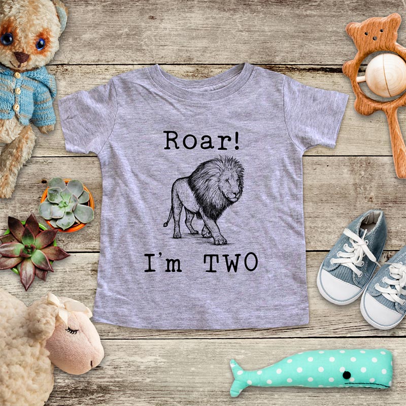 Roar I'm Two Lion - animal zoo trip Birthday Toddler Super Soft Fine Jersey Shirt