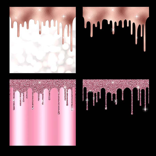 Rose Gold And Glitter Drips - Backgrounds and Transparent Overlays - Instant Download Digital Clip art for Invitations Cards Party design Backdrop Scrapbooking Kids Crafts