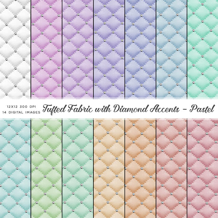 Tufted Fabric with Diamond Accents (Pastel) Digital Paper - Backgrounds Instant Download Digital Clip art