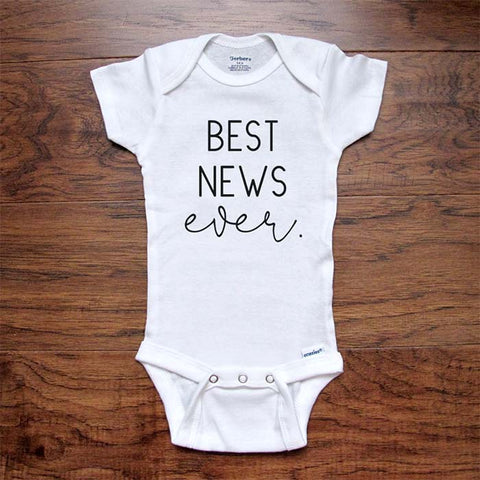 Best News Ever. - baby onesie bodysuit birth pregnancy reveal announcement grandparents or daddy aunt uncle