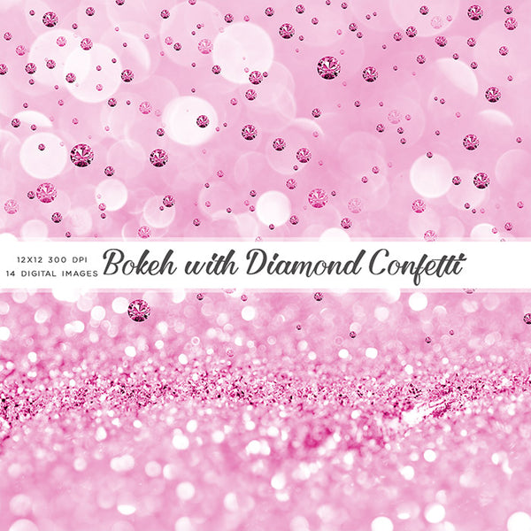 Bokeh with Diamond Confetti - Clip Art sparkly gemstone - 14 High Resolution Images - Instant Download Digital Clip art