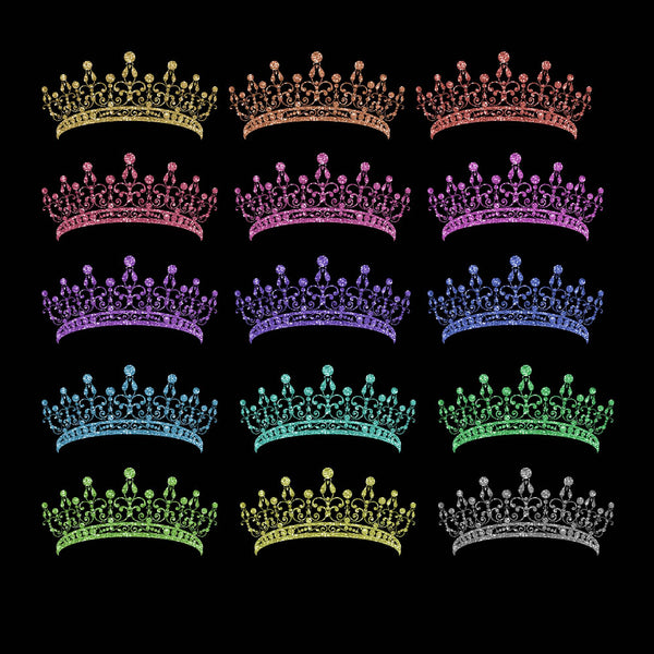 Glitter Crown 41 - 15 Different Colors PNG Transparent Images - Instant Download Digital Clip art