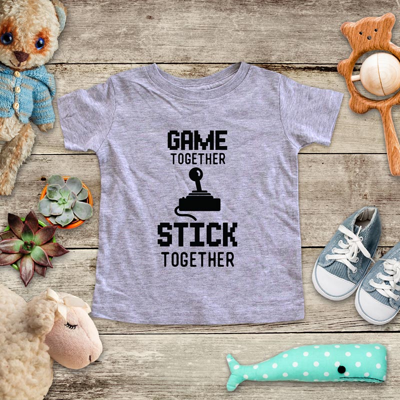 Game Together Stick Together playing Retro Video game design Baby Onesie Bodysuit, Toddler & Youth Soft Shirt
