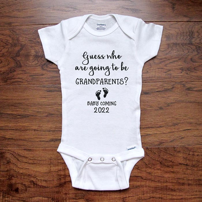Guess who are going to be Grandparents? Baby Coming 2026 Soon baby onesie bodysuit birth pregnancy announcement surprise grandparents parents
