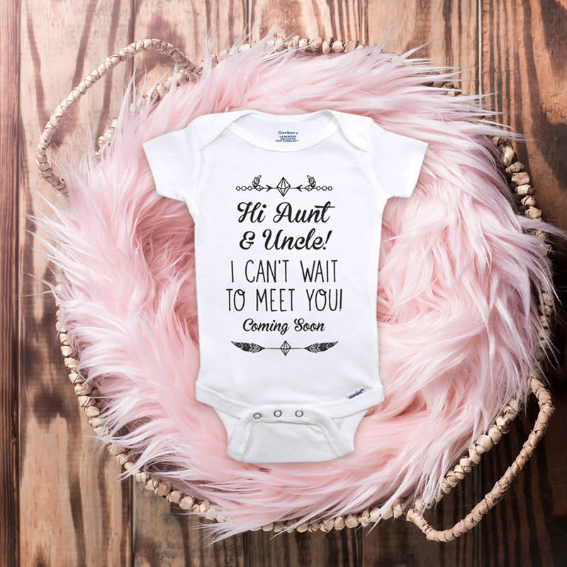Hi Aunt & Uncle I can't wait to meet you Coming Soon baby onesie surprise sister brother pregnancy reveal