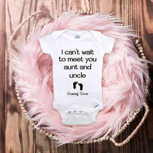 I can't wait to meet you aunt and uncle Coming Soon baby onesie surprise sister brother pregnancy reveal